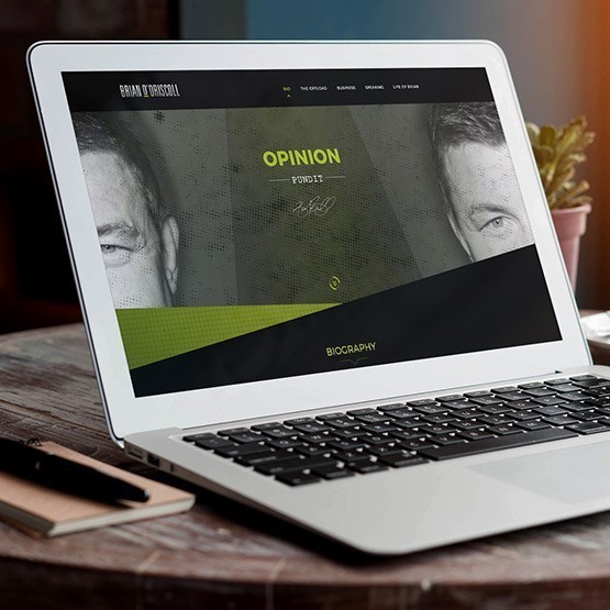 Brian O’Driscoll website displayed on a laptop screen.